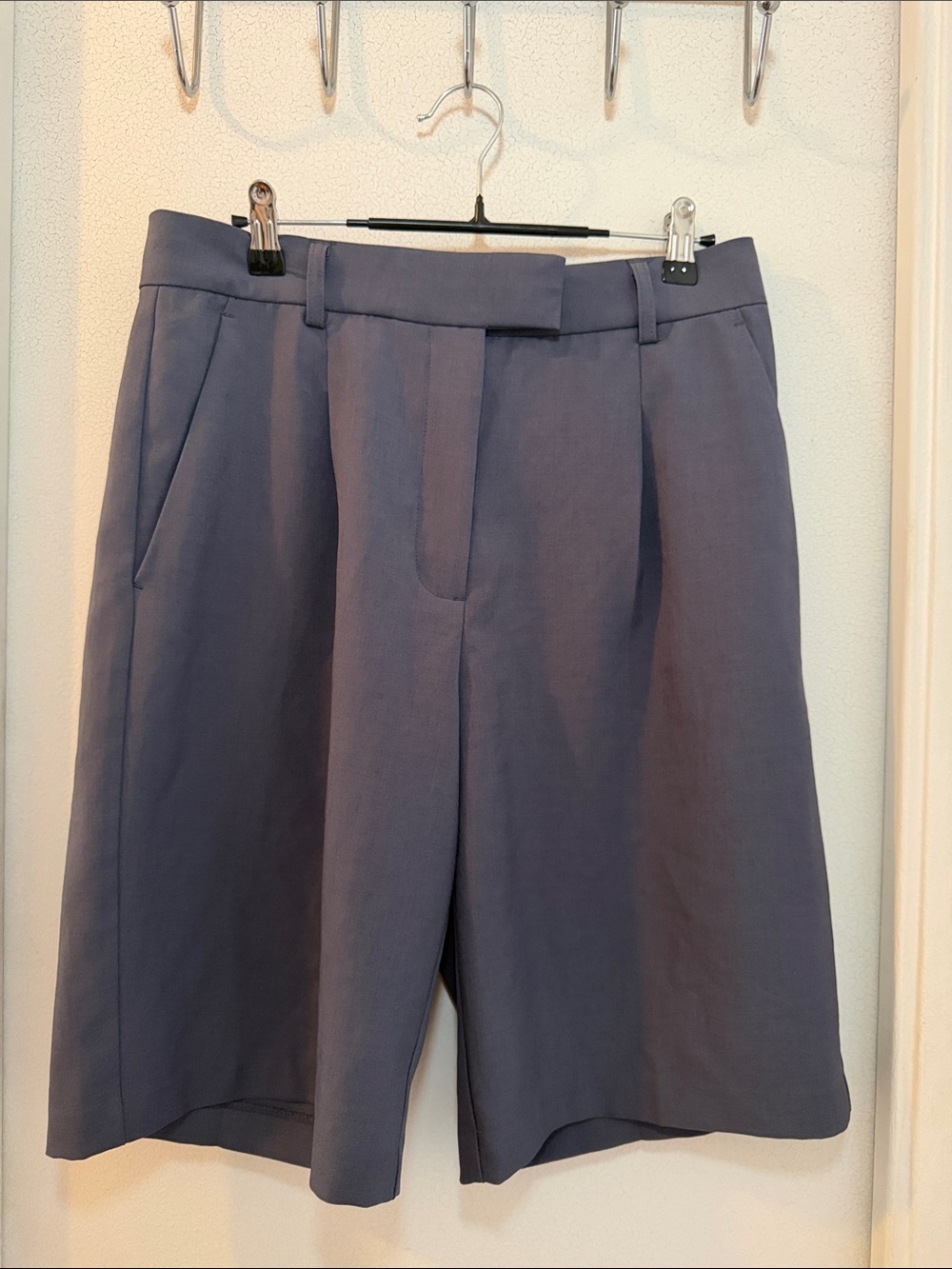Classic High-Waist Women's Shorts in Slate Blue/Gray